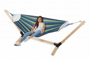 ZESTAW STELAŻ NA HAMAK DREWNIANY 300kg + HAMAK 220x150cm PRODUCENT