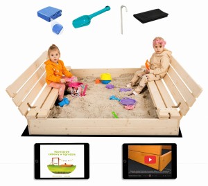 PIASKOWNICA Z ŁAWECZKAMI SKŁADANA 150cm SandTropic