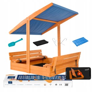 PIASKOWNICA DASZKIEM IMPREGNOWANA DREWNIANA 120 ZAMYKANA ŁAWKI VIDEO 3D CE