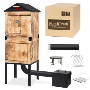 XXL Duża Wędzarnia Ogrodowa Drewniana Zestaw Duże Palenisko Haki Rury