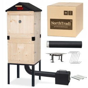 XXL Duża Wędzarnia Ogrodowa Drewniana Zestaw Palenisko Haki Rury Kompletna
