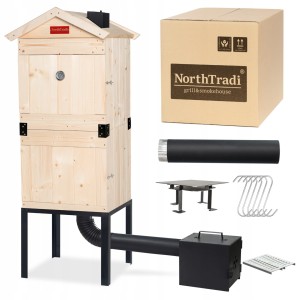 XXL Duża Wędzarnia Ogrodowa Drewniana Palenisko XL Haki Rury Od Producenta