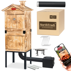 XXL Duża Wędzarnia Ogrodowa Drewniana Wędzok Palenisko Haki Rury Kompletna