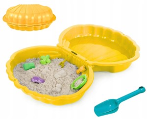 XXL MEGA Duża Piaskownica Plastikowa z Funkcją Basenu 2 w 1 "Muszelka Premium" + Zabawka