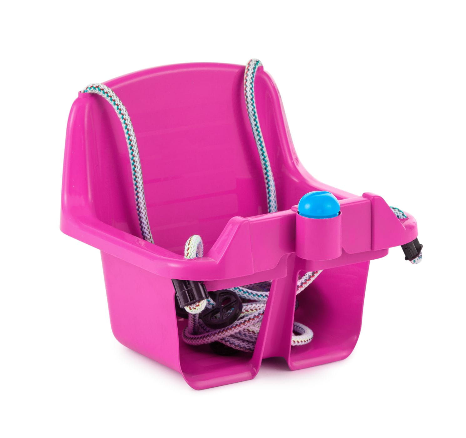 huśtawka kubełkowa różowa plastikowa dla dziewczynki